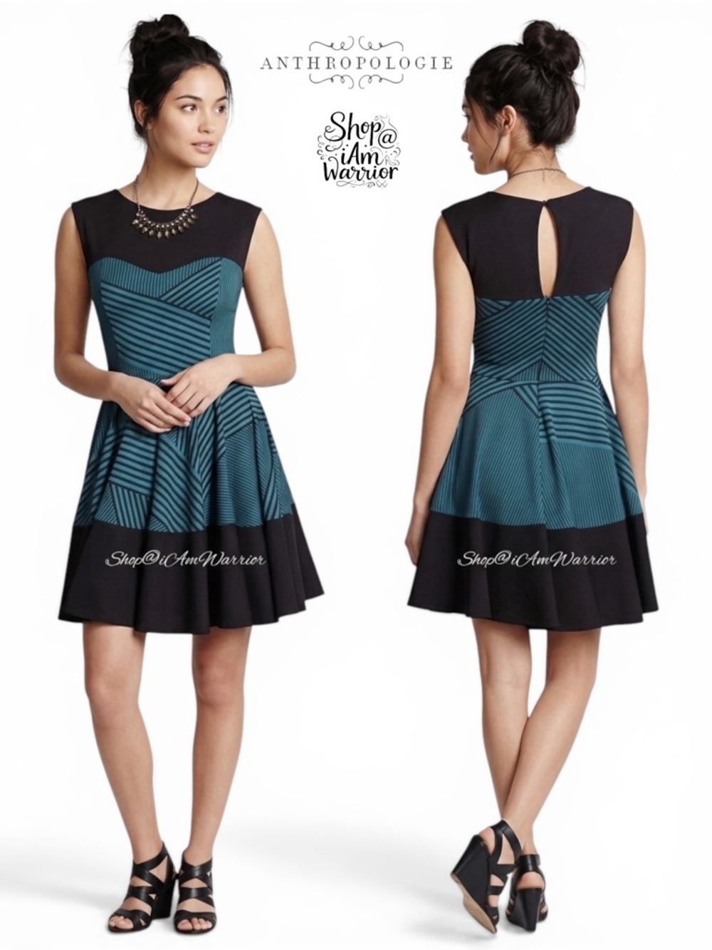 Anthropologie Eva Franco striped fit & flare dress *shop@iamwarrior